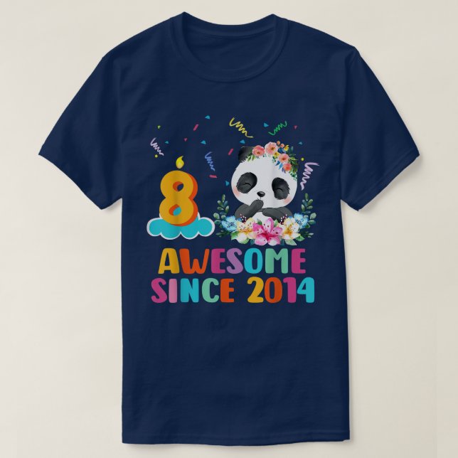 Awesome since 2014 8th Birthday 8 Year Old Panda U T Shirt (Design framsida)
