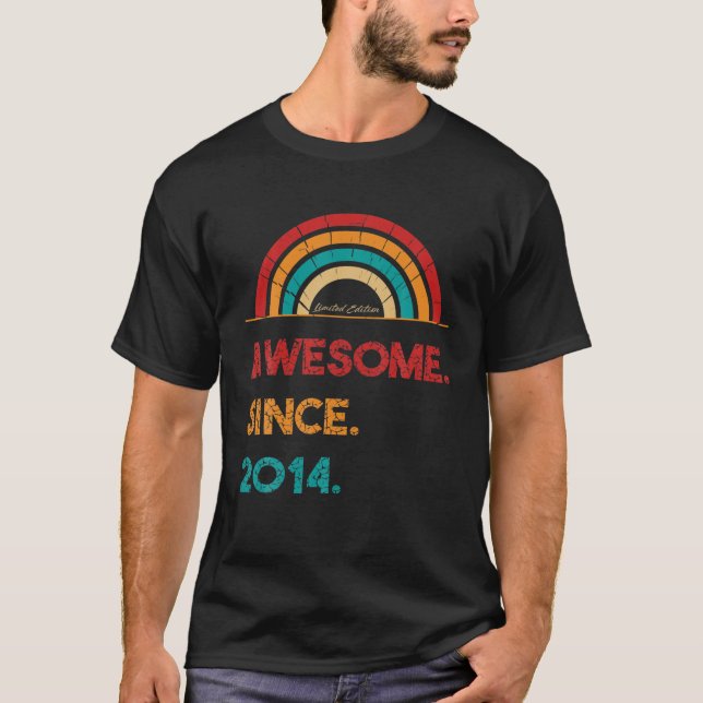 Awesome Since 2014 8Th Birthday Rainbow Gifts Born T Shirt (Framsida)