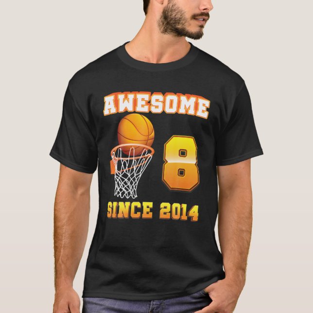 Awesome Since 2014 Basketball 8Th Birthday 8 Years T Shirt (Framsida)