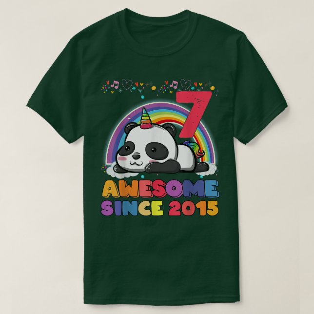 Awesome since 2015 7th Bday 7 Years Old Panda Unic T Shirt (Design framsida)