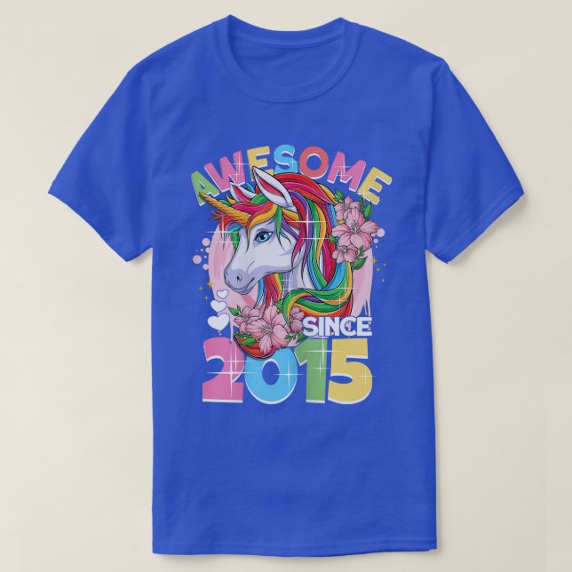 Awesome since 2015 7th Birthday Girl 7 Years Unico T Shirt (Design framsida)
