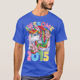 Awesome since 2015 7th Birthday Girl 7 Years Unico T Shirt