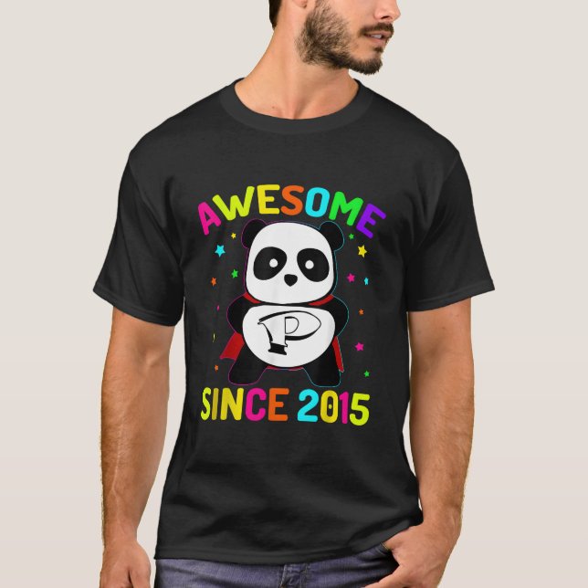 Awesome Since 2015 Super'S Panda 7 7Th T Shirt (Framsida)