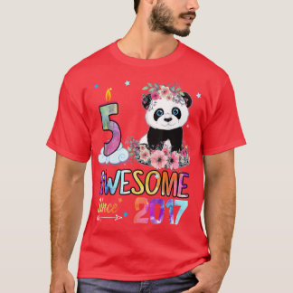 Awesome since 2017 5th Birthday 5 Year Old Panda U T Shirt