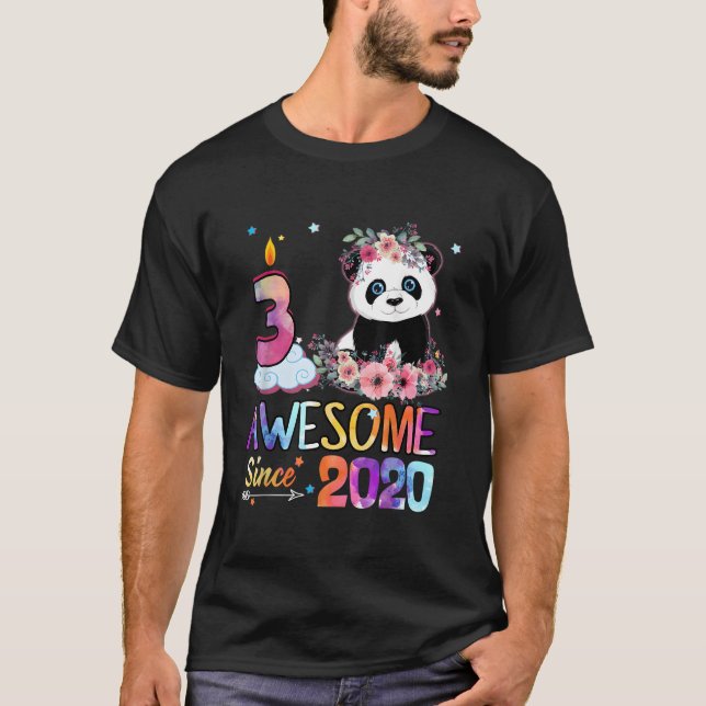 Awesome Since 2020 3Rd 3 Panda Unicorn T Shirt (Framsida)