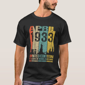 Awesome Since April 1933 89Th Birthday Vintage Ret T Shirt