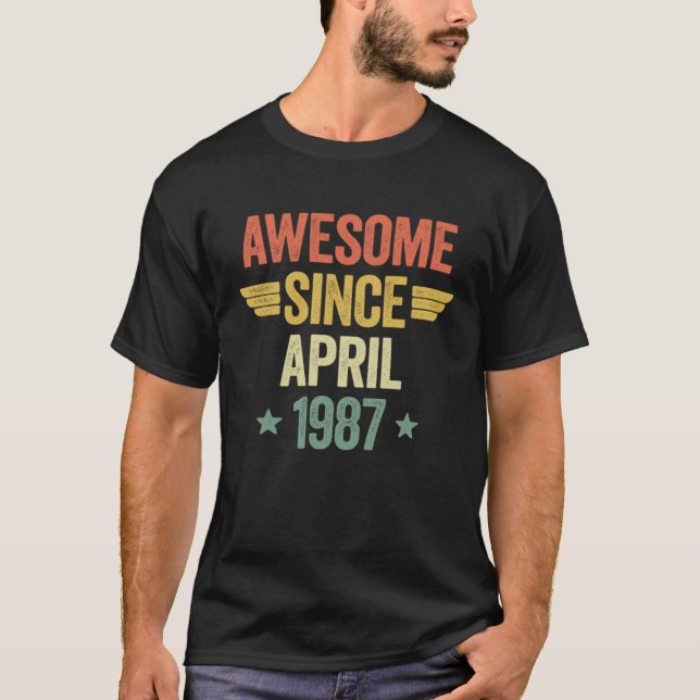 Awesome Since April 1987 T Shirt (Framsida)