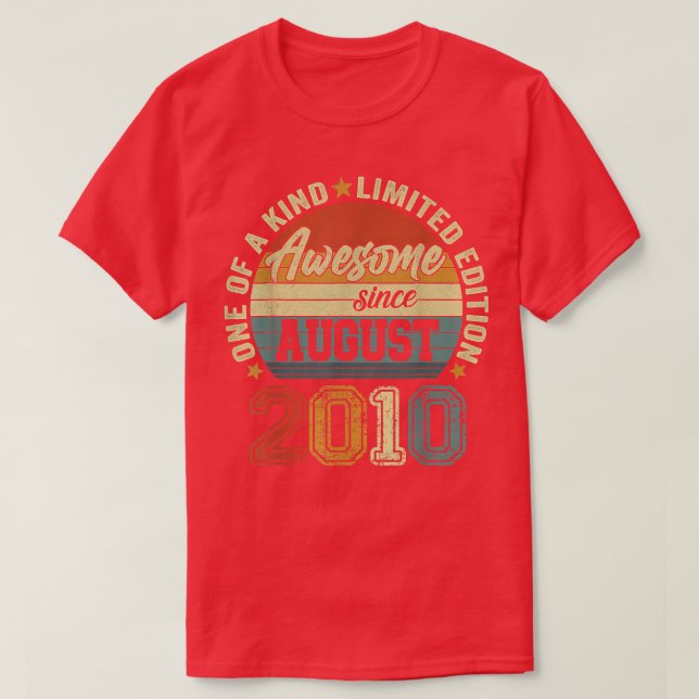 Awesome Since August 2010 12th Birthday 12 Years O T Shirt (Design framsida)