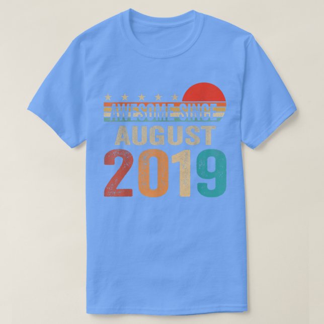 Awesome Since August 2019 3 Years Old 3rd Birthday T Shirt (Design framsida)