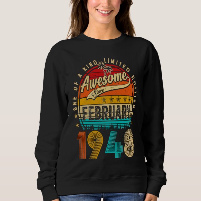 Awesome Since February 1948 75 Years Old 75th Birt T Shirt (Framsida)