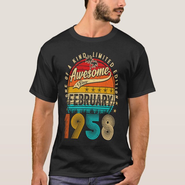 Awesome Since February 1958 65 Years Old 65th Birt T Shirt (Framsida)