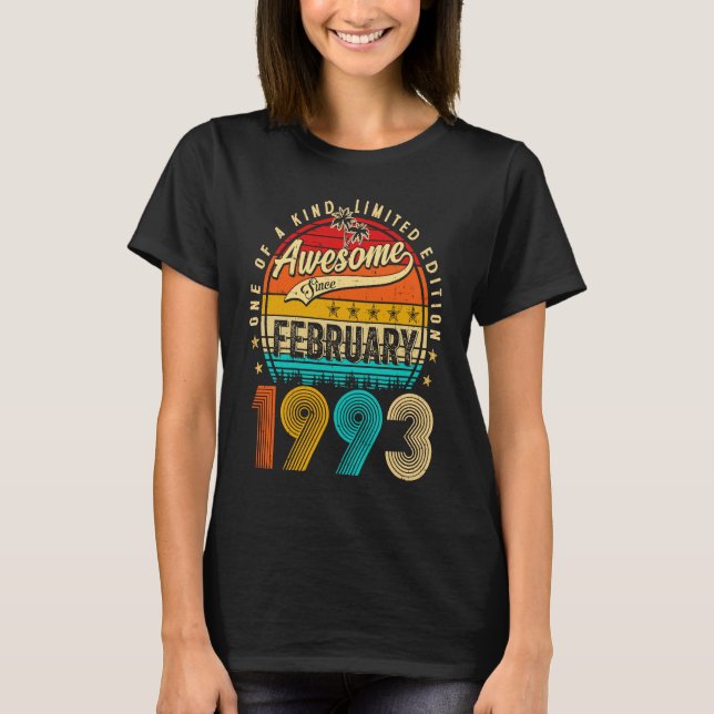Awesome Since February 1993 30 Years Old 30th Birt T Shirt (Framsida)