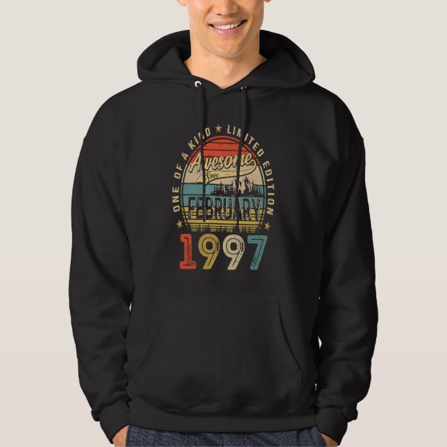 Awesome Since February 1997 26 Years Old 26th Birt Hoodie (Framsida)