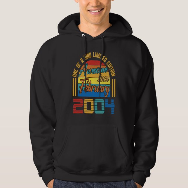 Awesome Since February 2004 19 Years Old 19th Birt Hoodie (Framsida)