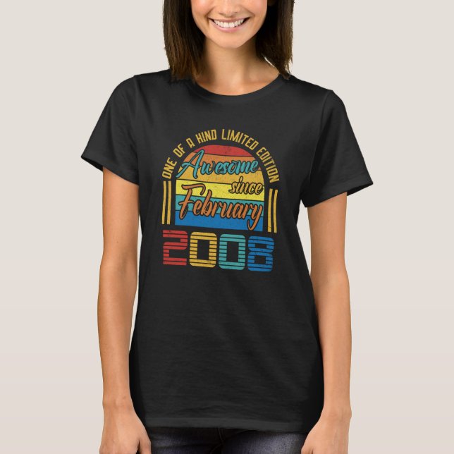 Awesome Since February 2008 15 Years Old 15th Birt T Shirt (Framsida)