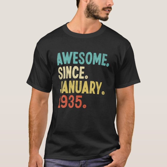 Awesome Since January 1935 87Th Birthday 87 Year O T Shirt (Framsida)