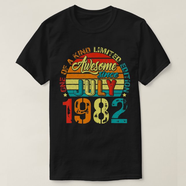 Awesome Since July 1982 40 Years Old 40th Birthday T Shirt (Design framsida)