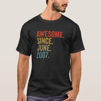 Awesome Since June 2007 15Th Birthday Vintage Retr T Shirt