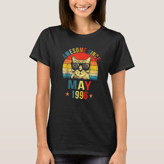 Awesome Since May 1996 26th Birthday  Cat T Shirt (Framsida)