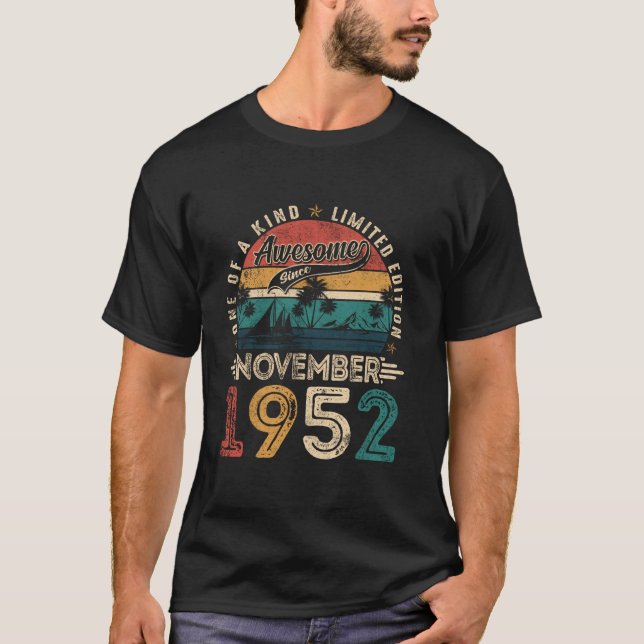 Awesome Since November 1952 73 Years Old 73rd Birt T Shirt (Framsida)