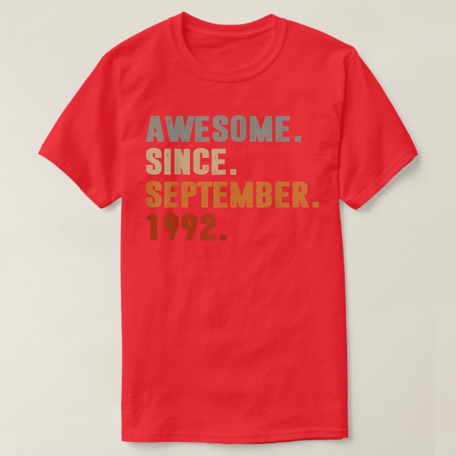 Awesome Since September 1992 30th Birthday Gift 30 T Shirt (Design framsida)