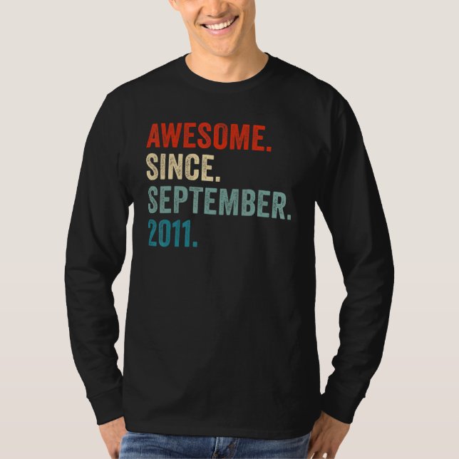 Awesome Since September 2011 11th Birthday 11 Year T Shirt (Framsida)