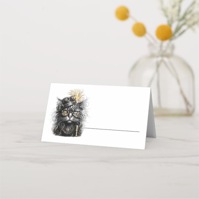 Awesome Steampunk Cat  Placeringskort (Framsida)