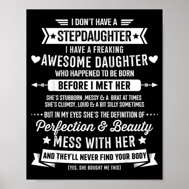 Awesome Stepdaughter For Step Bonus Dad Fathers Da Poster (Framsidan)