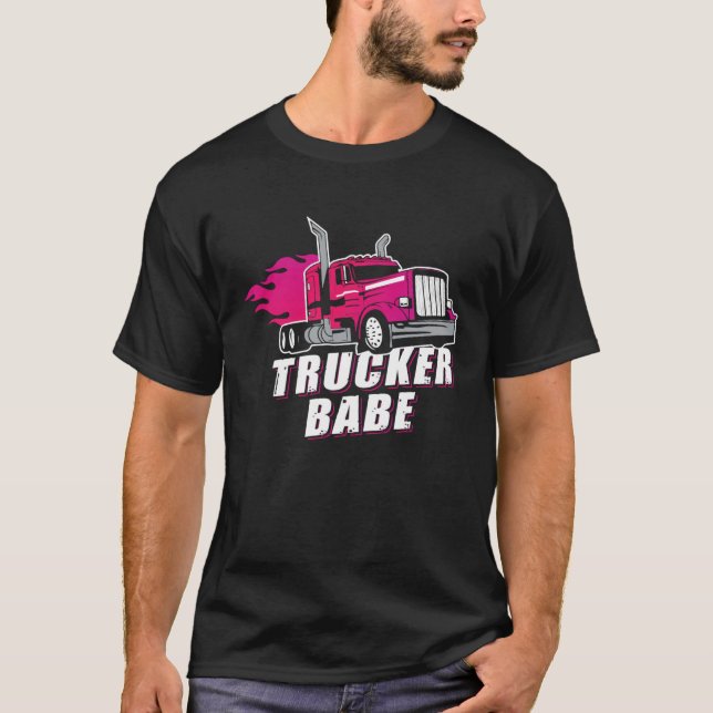 Awesome Trucker Babe Trailer Truck Driver Women Gi T Shirt (Framsida)