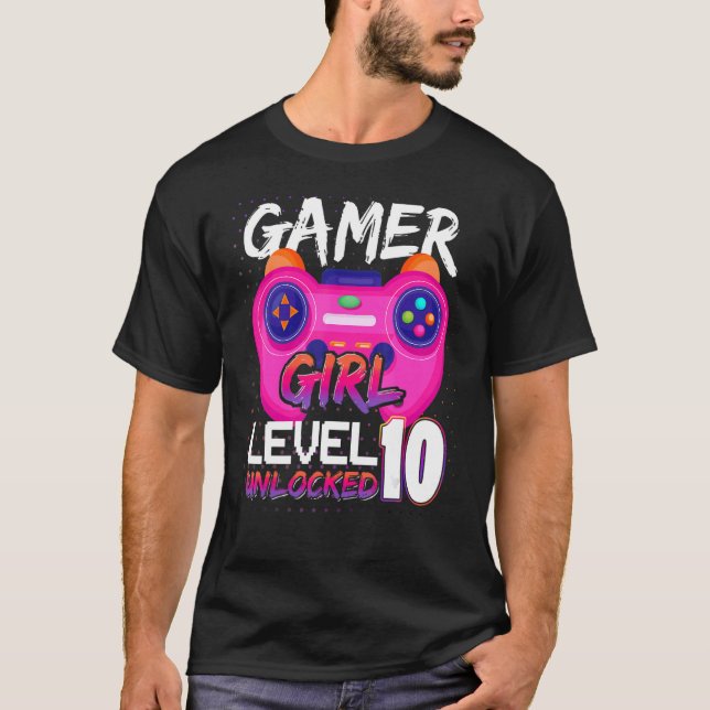 Awesome Video Games Controller Level 10 Unlocked G T Shirt (Framsida)