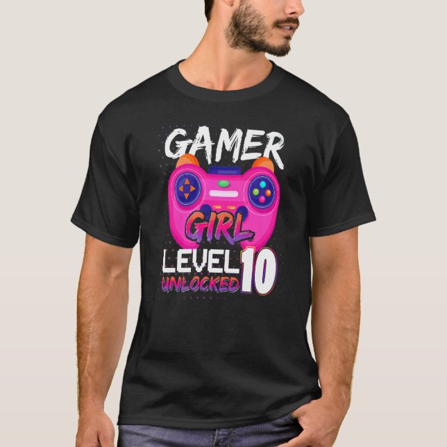 Awesome Video Games Controller Level 10 Unlocked G T Shirt (Framsida)