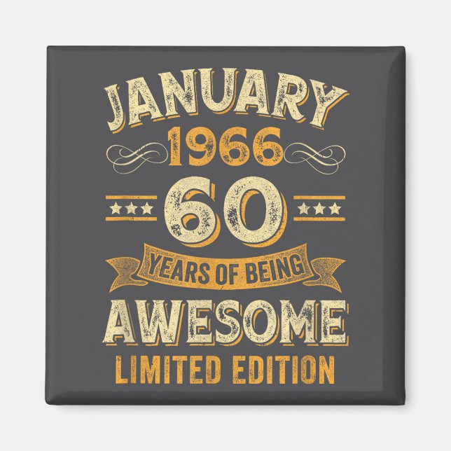 Awesome Vintage January 1966 60th Birthday  Magnet (Framsidan)