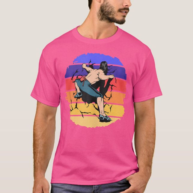 Awesome Wall Climber Rock Mountain Climbing Boulde T Shirt (Framsida)