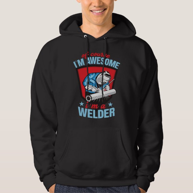 Awesome Welder Grandpa Welding Apparel Hoodie (Framsida)