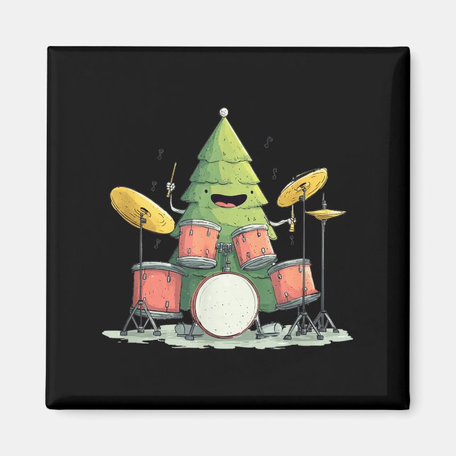 Awesome Xmas Tree With Drums For Rocking Christmas Magnet (Framsidan)
