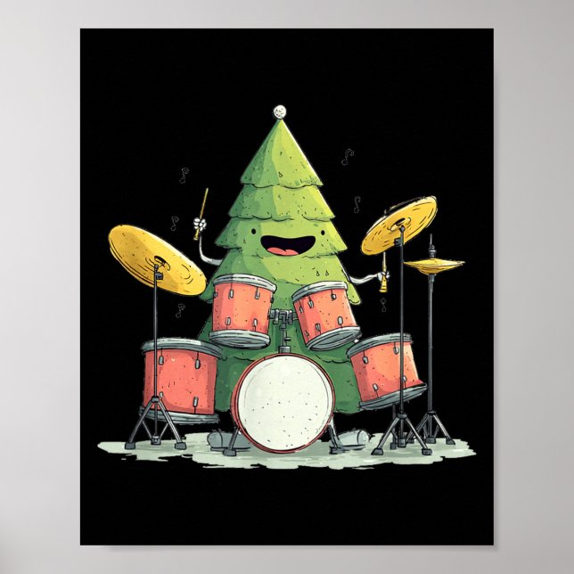 Awesome Xmas Tree With Drums For Rocking Christmas Poster (Framsidan)