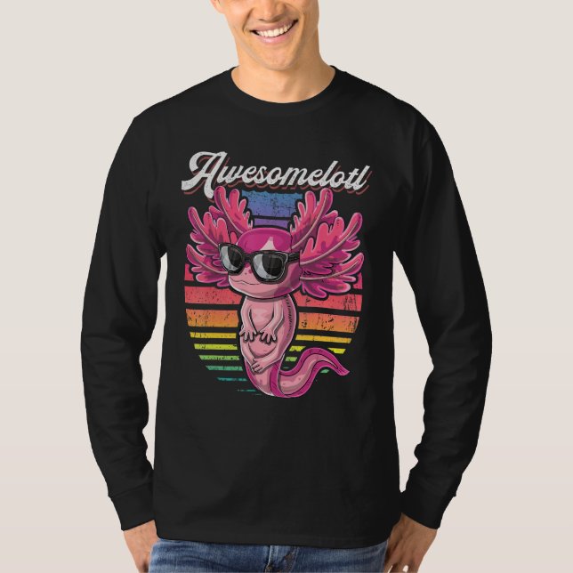 Awesomelotl Axolotl Sunglasses Retro Sunset Axolot T Shirt (Framsida)