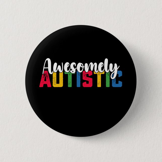 Awesomely Autistic Autism Biy Girl Family Knapp (Framsida)