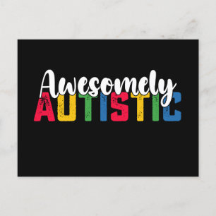Awesomely Autistic Autism Biy Girl Family Vykort