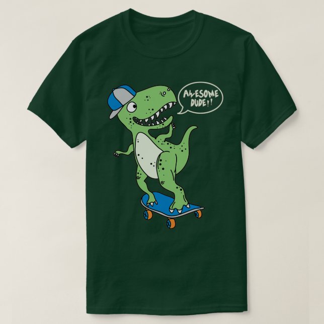 Awesomem Skateboarding Dino Dude T Shirt (Design framsida)
