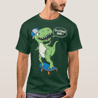 Awesomem Skateboarding Dino Dude T Shirt