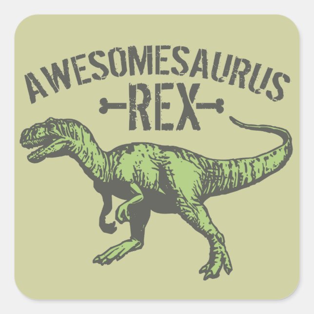 Awesomesaurus Rex Fyrkantigt Klistermärke (Framsida)
