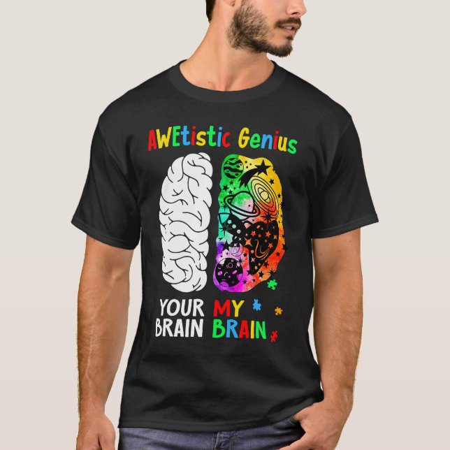 Awetistic Genius Brain Autism Awareness Month Puzz T Shirt (Framsida)