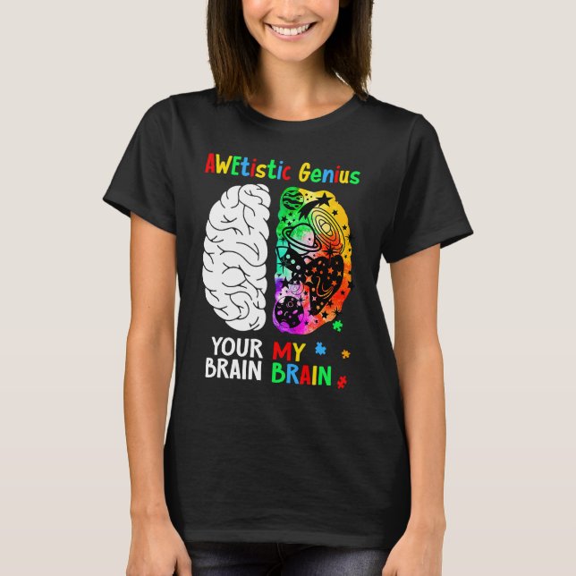 Awetistic Genius Brain Autism Awareness Month Puzz T Shirt (Framsida)