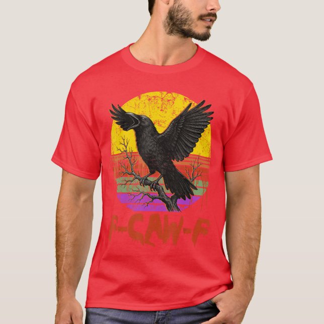 awF Kråka Bird Raven Gothic Cawing Grunge Scary T Shirt (Framsida)