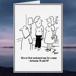 Awkward ålder för en man. hälsningskort
