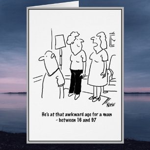 Awkward ålder för en man. hälsningskort