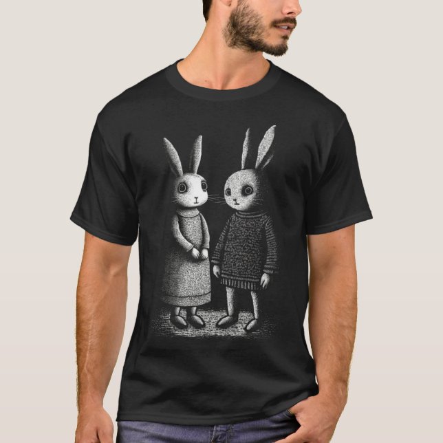 Awkward Creepy Bunny Rabbits Silently Judge You T Shirt (Framsida)