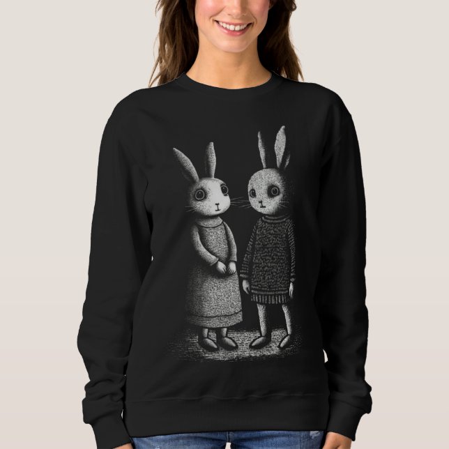Awkward Creepy Bunny Rabbits Silently Judge You T Shirt (Framsida)