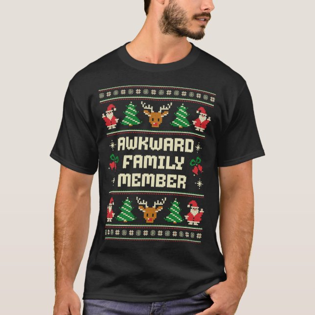 Awkward-familjemedlem Ugly jul Sweater T Shirt (Framsida)